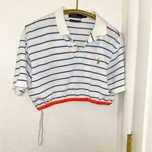 URBAN RENEWAL x UO x Polo Ralph Lauren Cropped Pima Mesh Polo Shirt SZ: Large